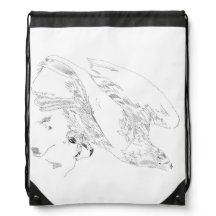 Drawstring backpack with Pen and Ink of Eagle