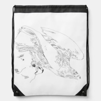 Drawstring backpack with Pen and Ink of Eagle