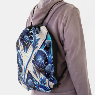 Drawstring backpack with Scottish Thistles