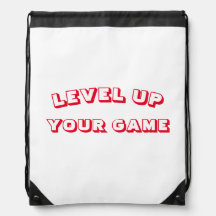 drawstring bag "level up your game"