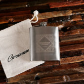 Drawstring Bag with Engraved 7 oz. Whiskey Flask  (Front)