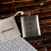 Drawstring Bag with Engraved 8 oz. Whiskey Flask (Front)