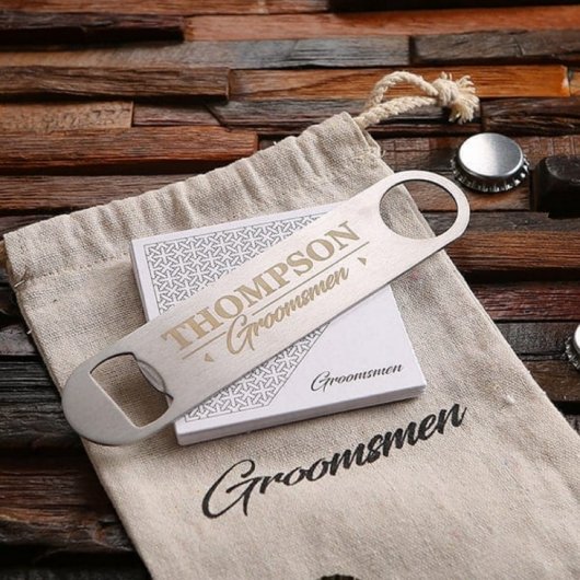 Drawstring Bag with Engraved Speed Bottle Opener (Front)