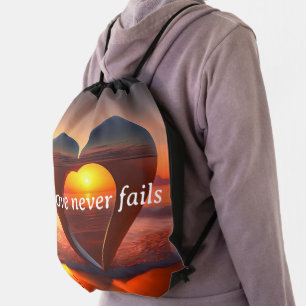 Drawstring Bags "Love Never Fails" Custom Text