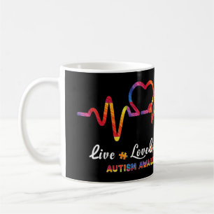 Drawstring closurelive, love, accept, autism, awar coffee mug