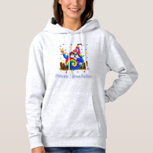 Drawstring closurePeace Love Autism Gnome Autism T Hoodie