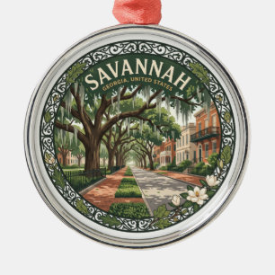 Drayton Street Savannah Georgia Metal Ornament