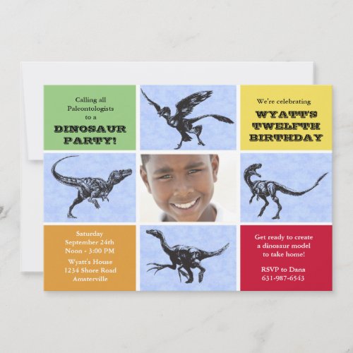 Dreadful Dinosaurs Photo Birthday Party Invitation