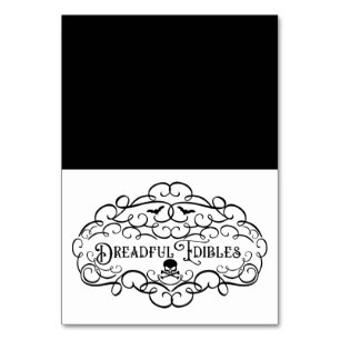 Dreadful Edibles Vintage Halloween Food Tent Table Number