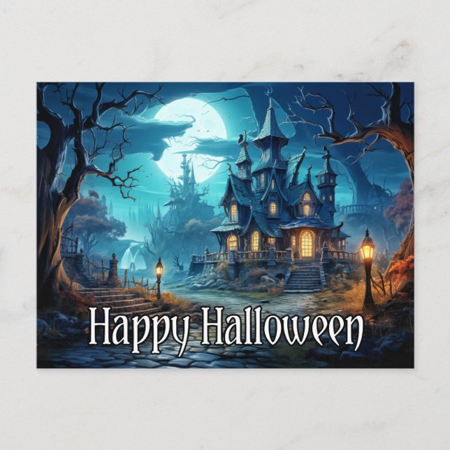 Dreadful Haunted House Halloween Postcard (Front)