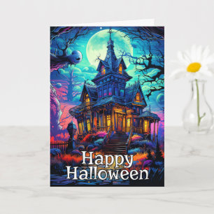 Dreadful Old Haunted House Happy Halloween Card