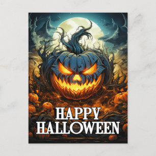 Dreadful Pumpkin After Dark Happy Halloween Postcard
