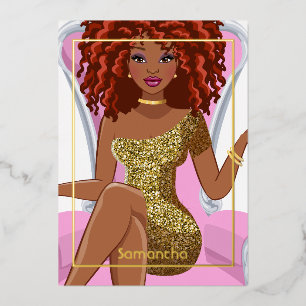 Dreadlock Birthday Party Foil Invitation