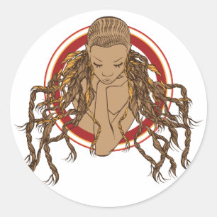 Dreadlock Girl Classic Round Sticker