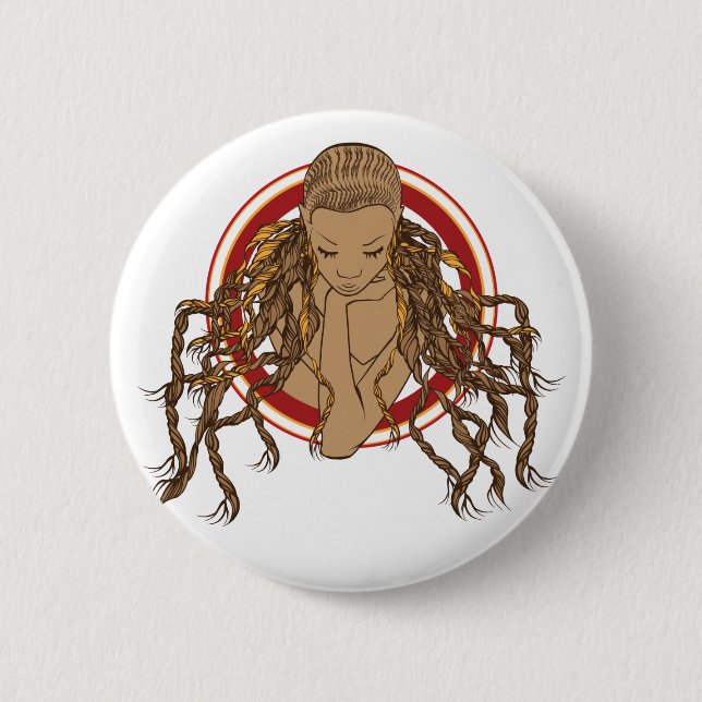 Dreadlock Girl Pinback Button (Front)
