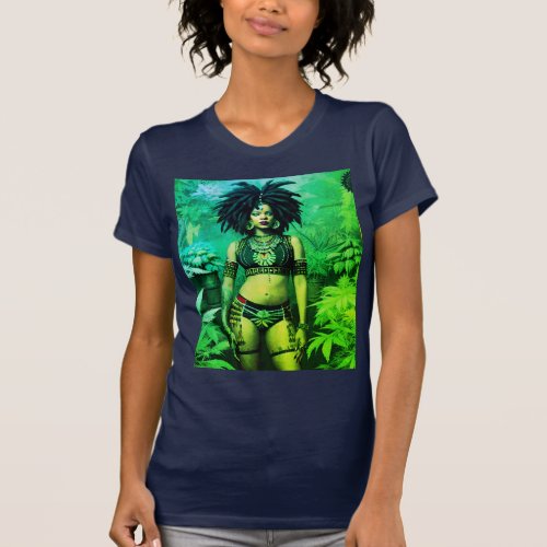 Dreadlock Queen Cheeba Navy T_Shirt