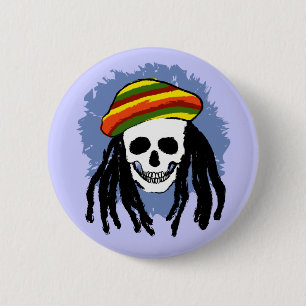 Dreadlock skull pinback button