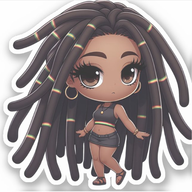 Dreadlocks and Island Vibes Sticker (Front)
