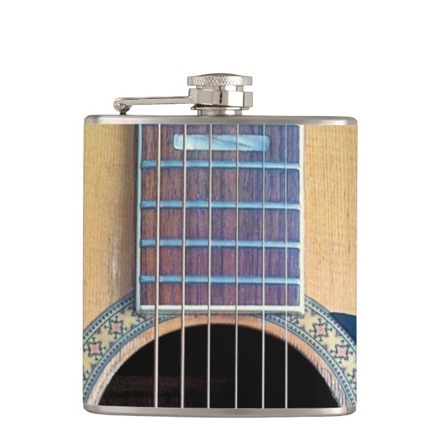 Dreadnought Acoustic 6-String Guitar Artist Design Hip Flask (Front)