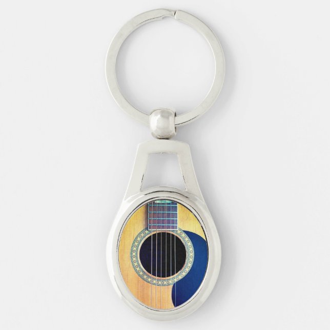 Dreadnought Acoustic 6-String Guitar Artist Design Keychain (Front)