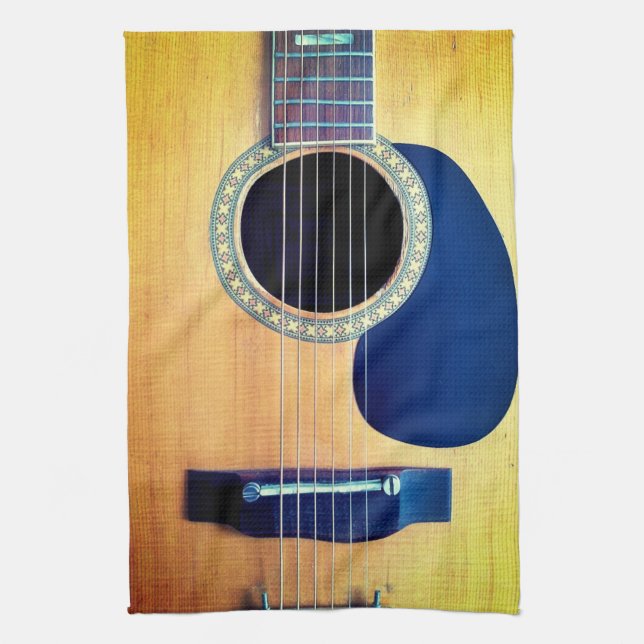 Dreadnought Acoustic 6-String Guitar Artist Design Kitchen Towel (Vertical)