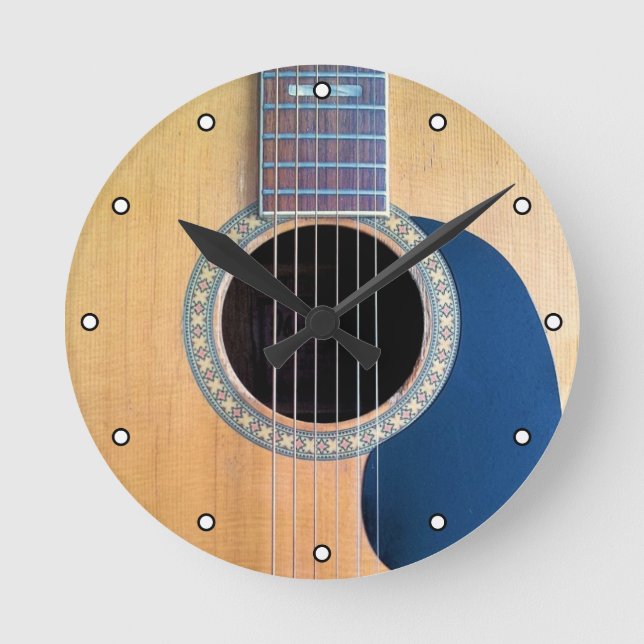 Dreadnought Acoustic 6-String Guitar Artist Design Round Clock (Front)