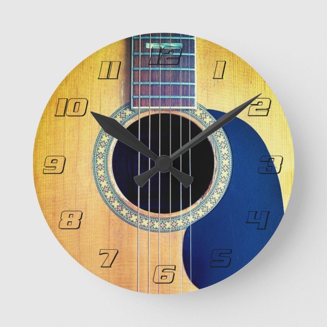 Dreadnought Acoustic 6-String Guitar Artist Design Round Clock (Front)