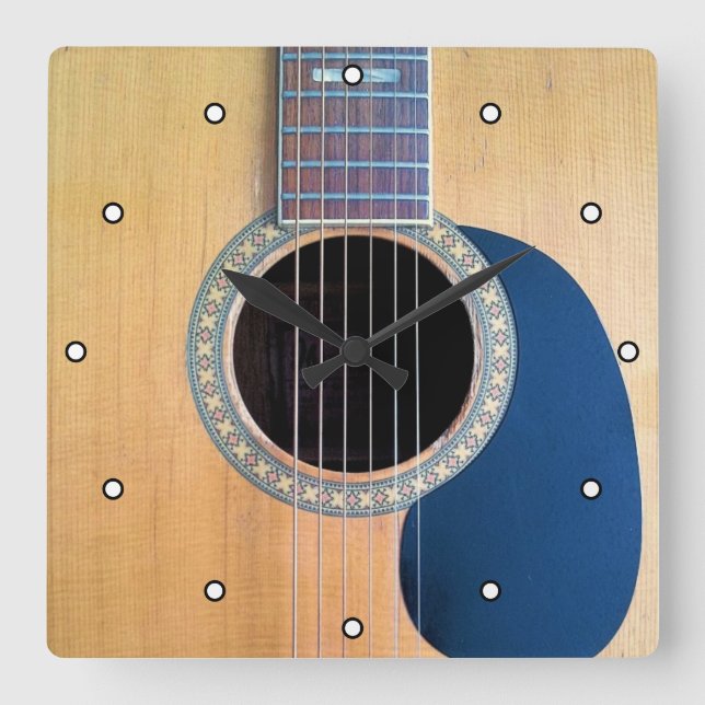 Dreadnought Acoustic 6-String Guitar Artist Design Square Wall Clock (Front)