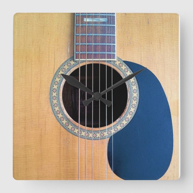 Dreadnought Acoustic 6-String Guitar Artist Design Square Wall Clock (Front)