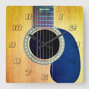 Dreadnought Acoustic 6-String Guitar Artist Design Square Wall Clock