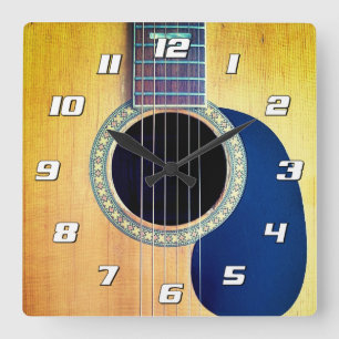 Dreadnought Acoustic 6-String Guitar Artist Design Square Wall Clock