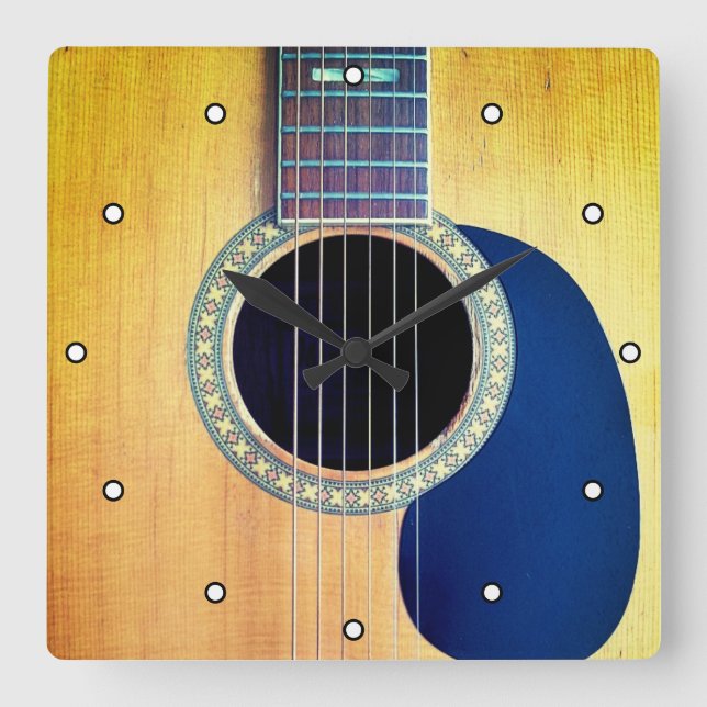 Dreadnought Acoustic 6-String Guitar Artist Design Square Wall Clock (Front)