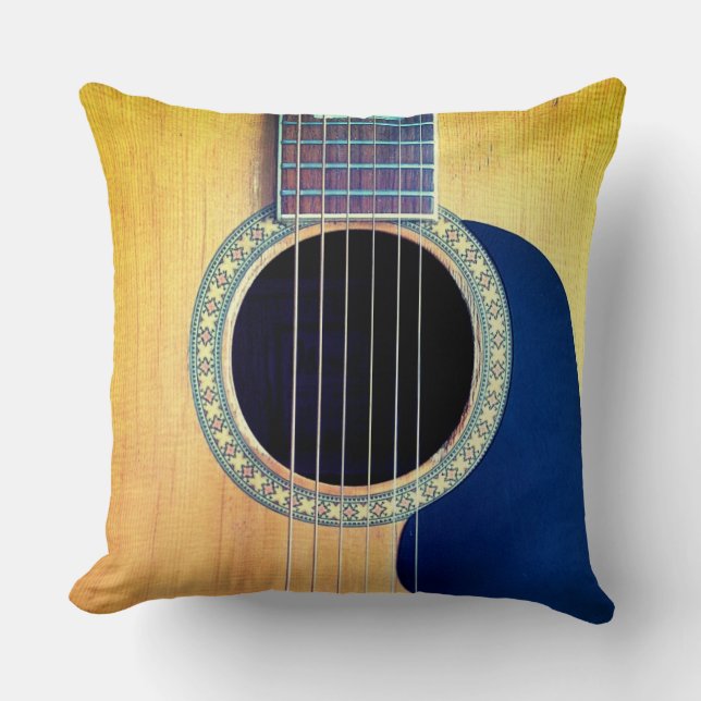 Dreadnought Acoustic 6-String Guitar Artist Design Throw Pillow (Front)