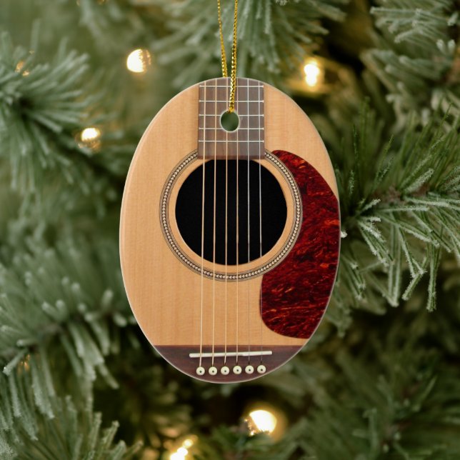 Dreadnought Acoustic 6-String Guitar Ceramic Ornament (Tree)