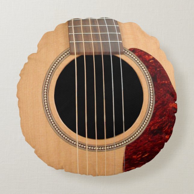 Dreadnought Acoustic 6-String Guitar Round Pillow (Front)