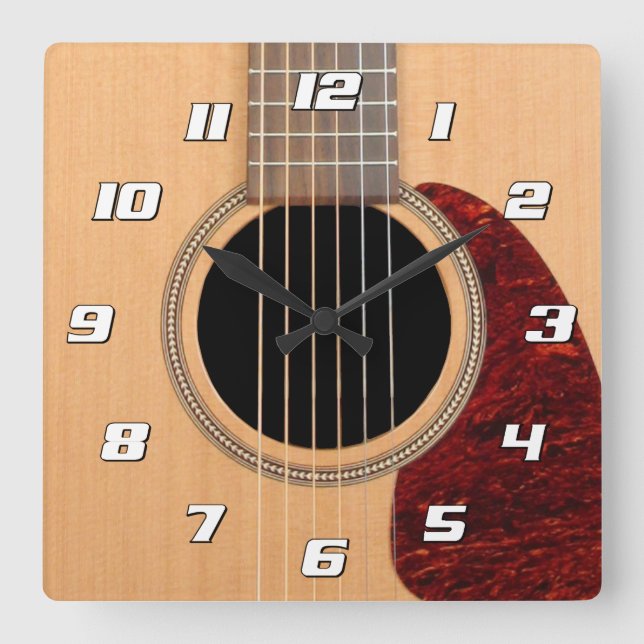 Dreadnought Acoustic 6-String Guitar Square Wall Clock (Front)