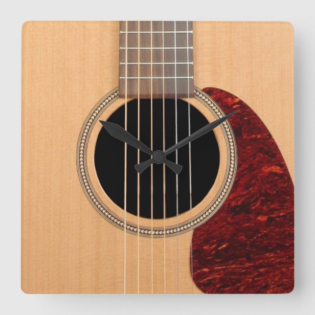 Dreadnought Acoustic 6-String Guitar Square Wall Clock (Front)