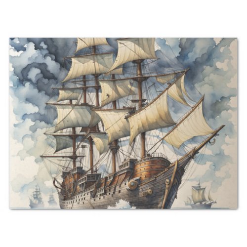 Dreadnoughts Embrace Brown Battle Ship Blue  Tissue Paper