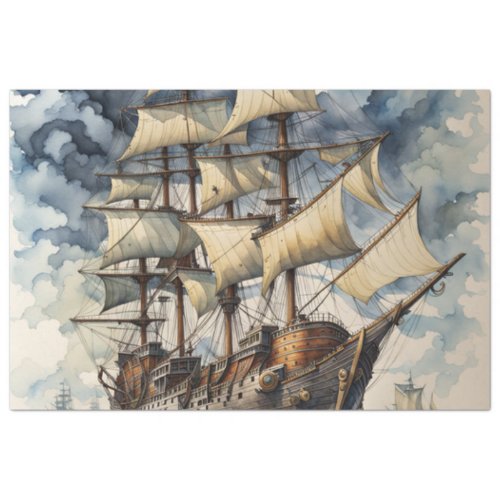 Dreadnoughts Embrace Brown Battle Ship Blue  Tissue Paper