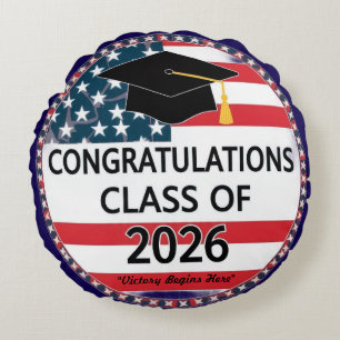 "Dream Achieve Graduate" Round Pillow