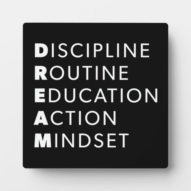 Dream Acronym - Grind, Gym, Hustle, Success, Motiv Plaque (Front)