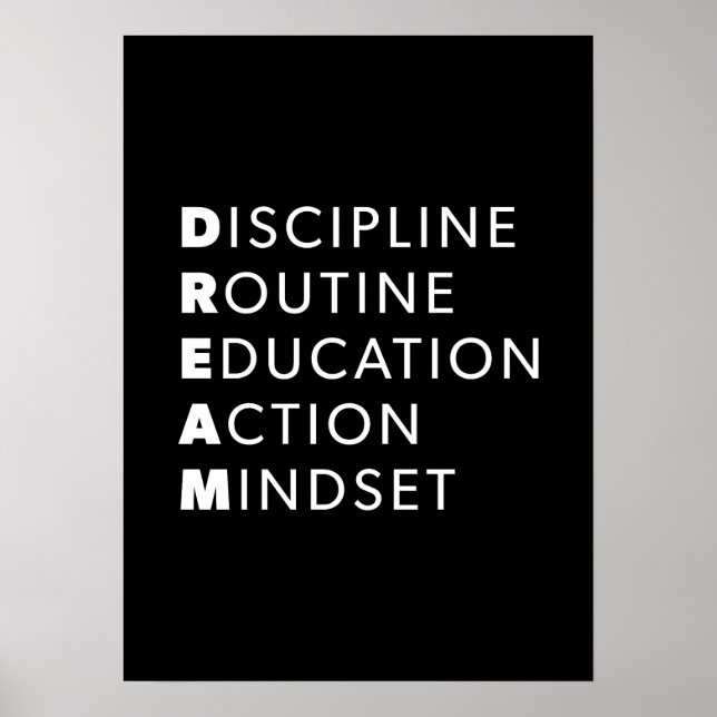 Dream Acronym - Grind, Gym, Hustle, Success, Motiv Poster (Front)