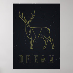 Dream affirmation poster yellow origami deer