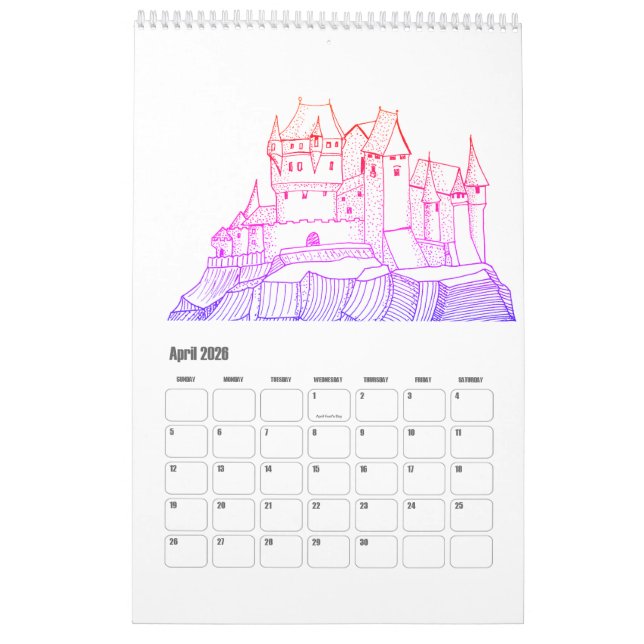 Dream and travel around cities calendar (Apr 2026)