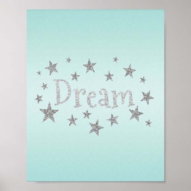 Dream Aqua with Silver Glitter  Poster (Front)