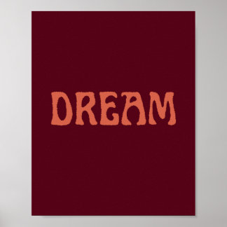 Dream Art Poster Wall Art in Burgundy and Orange