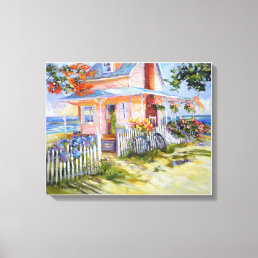 Dream Beach Cottage 20x16 &amp; Border Canvas Print