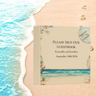 Dream Beach Themed Wedding Guest Book 3 Ring Binder