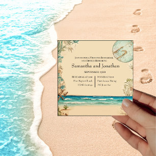 Dream beach themed wedding invitation
