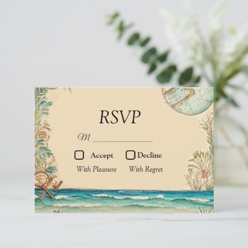 Dream beach themed wedding  RSVP card